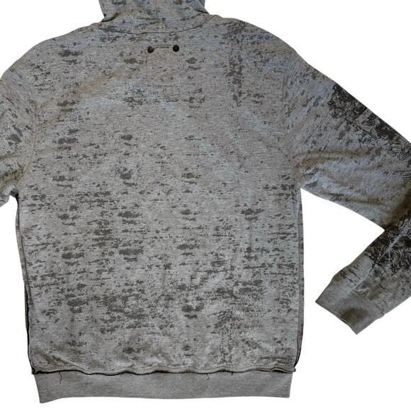 Buffalo David Bitton Sweatshirt Jacket Mens L Gray Distressed Look Printed Logo - Picture 10 of 16